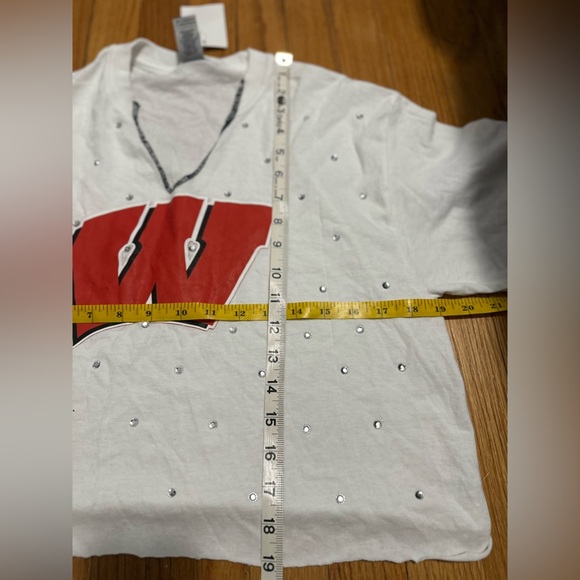 White and Red Women's Crop Top Wisconsin - Picture 4 of 4